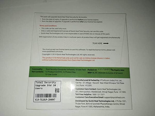 Quick Heal Total Security 10 Users 3 Year Renewal Pack (Existing 10 User)